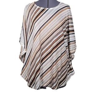 NWOT Susan Graver Striped Sweater Knit Scarf Top & Tank Set Sz XS